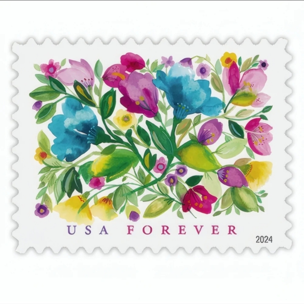 100 Celebration Blooms Forever 2024 Postage Stamps USPS Wedding Invitations 2024